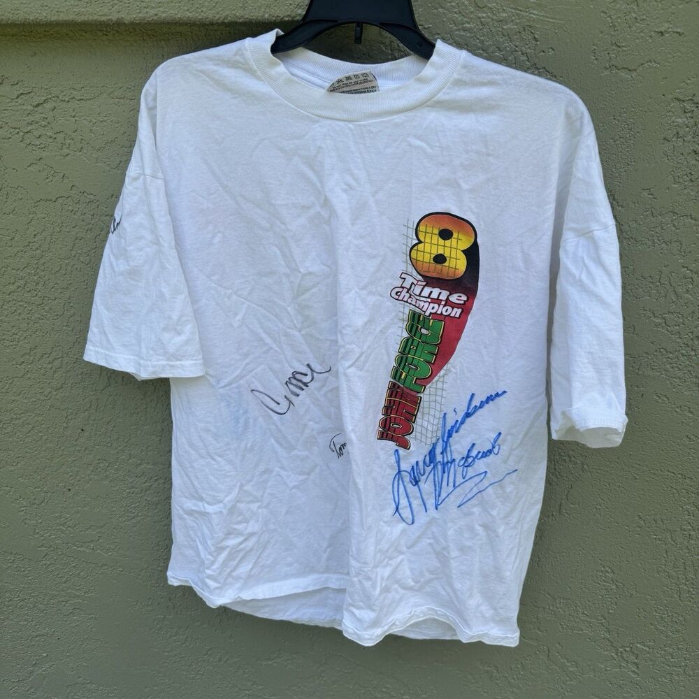 John Force NHRA Autographed T Shirt XL Signed By 4 Drivers (Not By John Force)